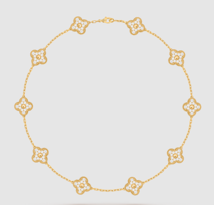 [¡®AuraJewelry¡¯]CLOVER 10 MOTIFS FULL DIAMOND NECKLACE