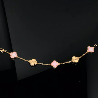 [AuraJewelry]新作 クローバー 5モチーフ ピンクマザーオブパール ブレスレットコレクション