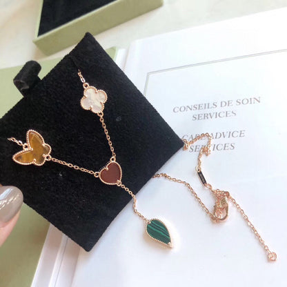 ¡®AuraJewelry¡¯LUCKY SPRING 4 MOTIFS ROSE GOLD NECKLACE