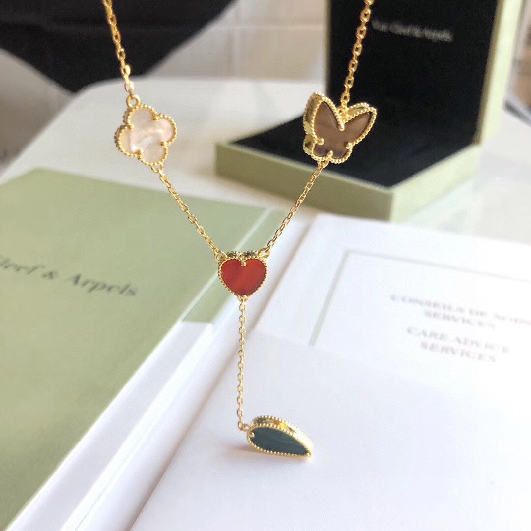 ¡®AuraJewelry¡¯LUCKY SPRING 4 MOTIFS ROSE GOLD NECKLACE