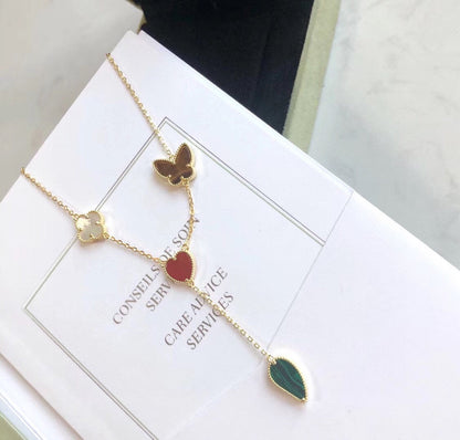 ¡®AuraJewelry¡¯LUCKY SPRING 4 MOTIFS ROSE GOLD NECKLACE
